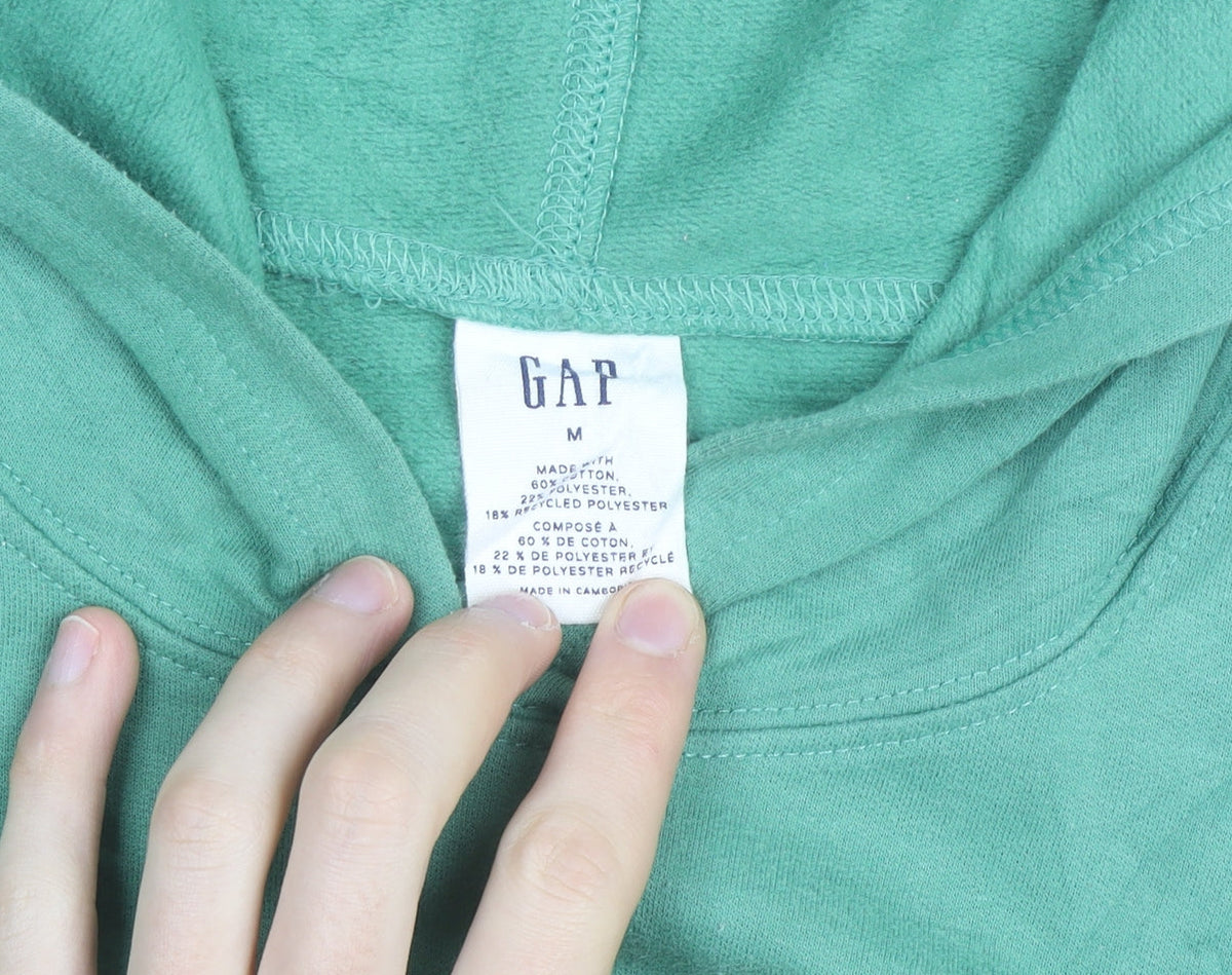 Gap Men’s Green Pullover Hoodie M Logo Fleece Sweatshirt
