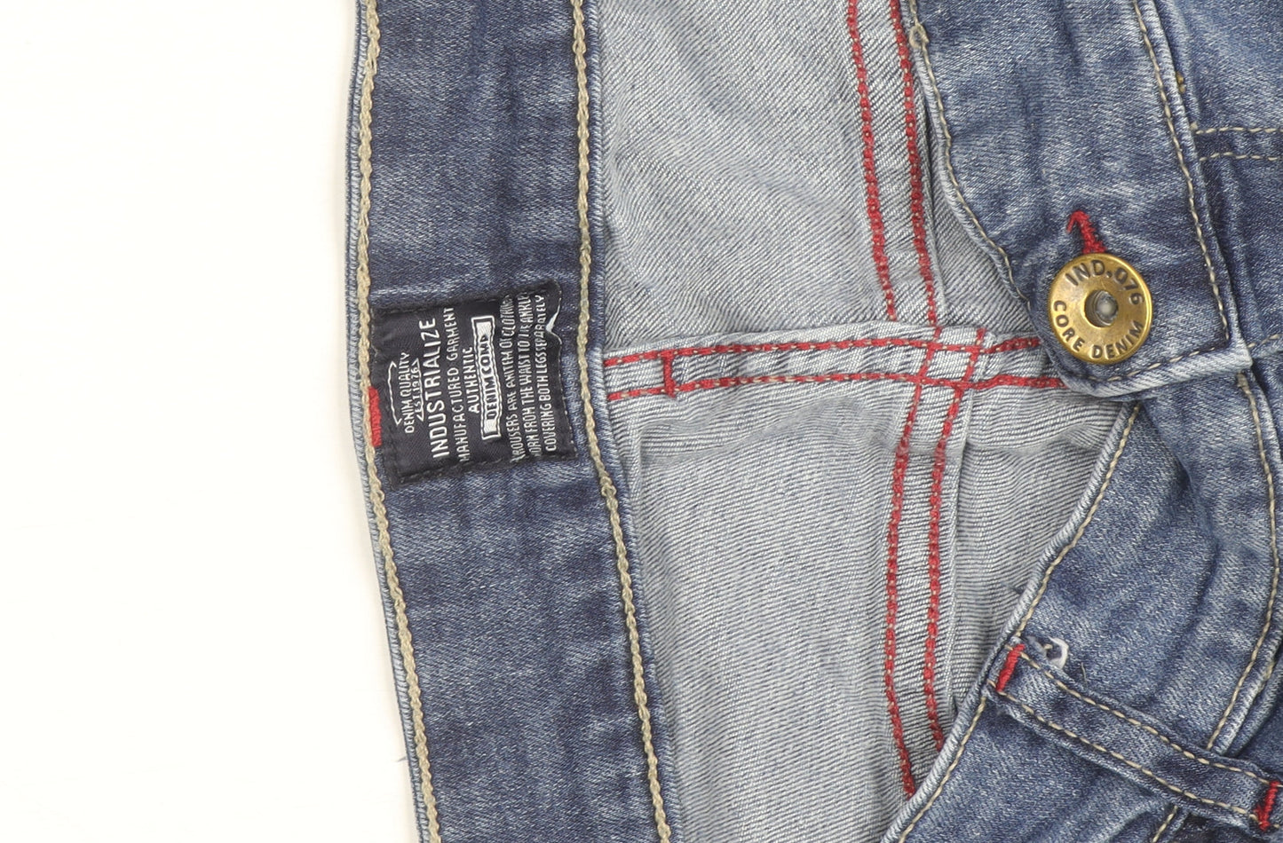 IND/078 Men’s Blue Straight Leg Denim Jeans Size 32 Regular Fit