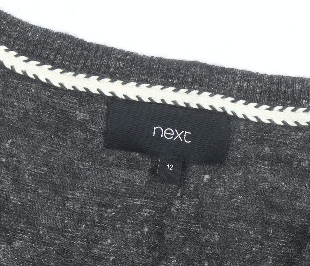 Next Womens Grey V-Neck Wool Blend Jumper Size 12