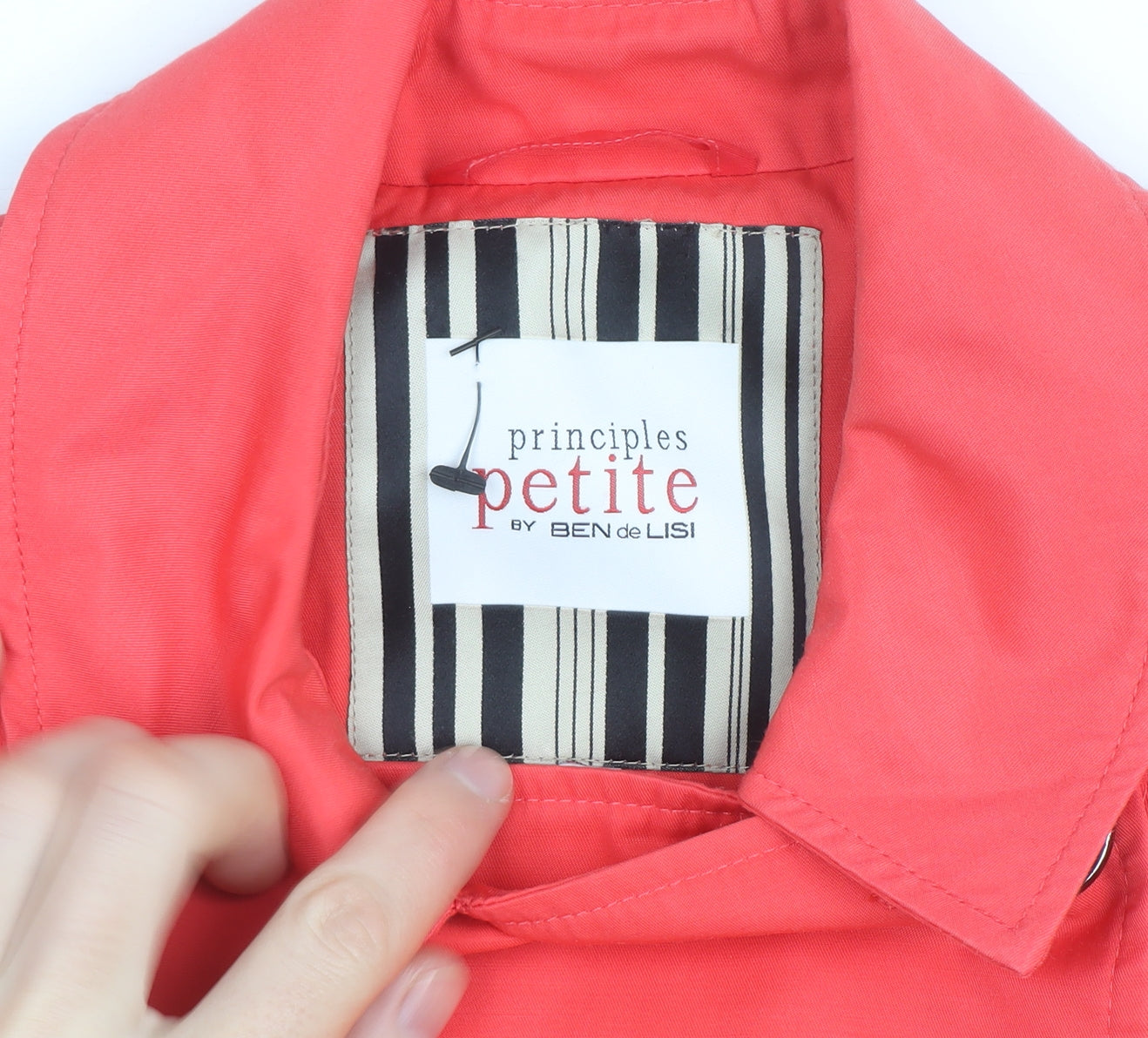 Principles Petite by Ben de Lisi Pink Trench Coat Size 10 Women’s Mid-Length Belted