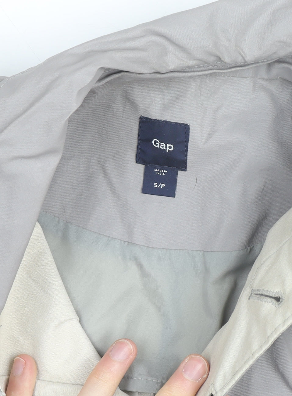 Gap Mens Grey Mid-Length Rain Coat S Regular Fit Cotton Blend