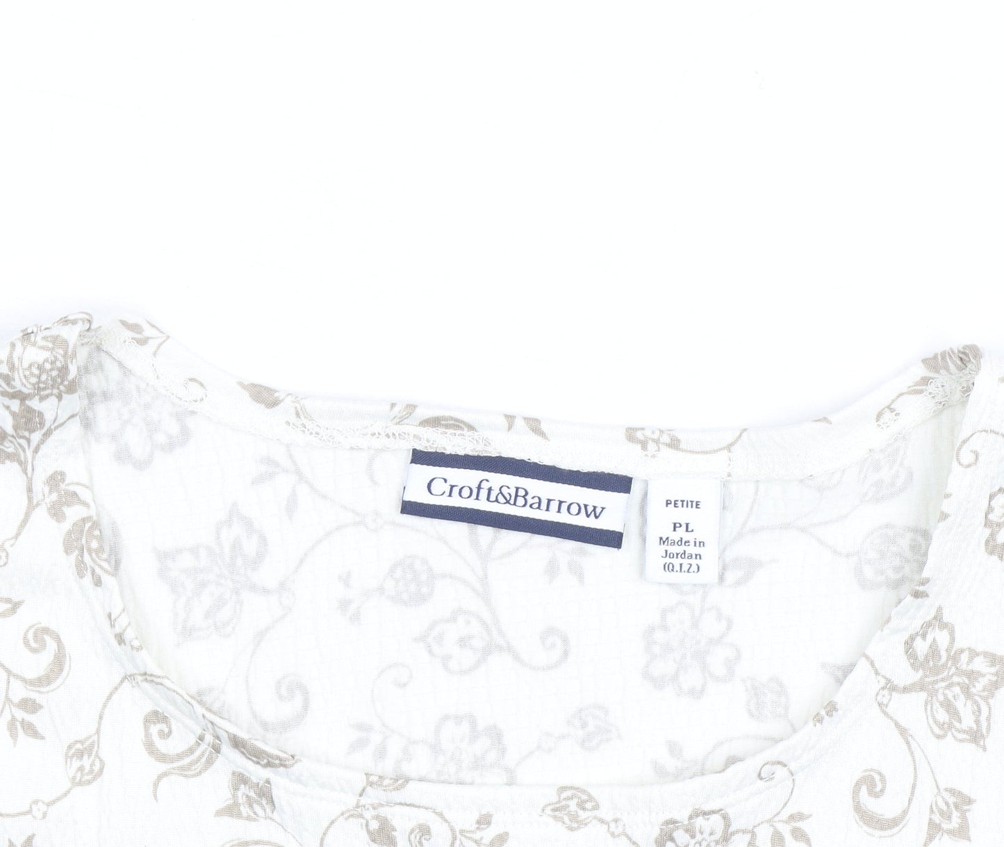 Croft & Barrow Women’s Beige Floral Petite L Long Sleeve Top
