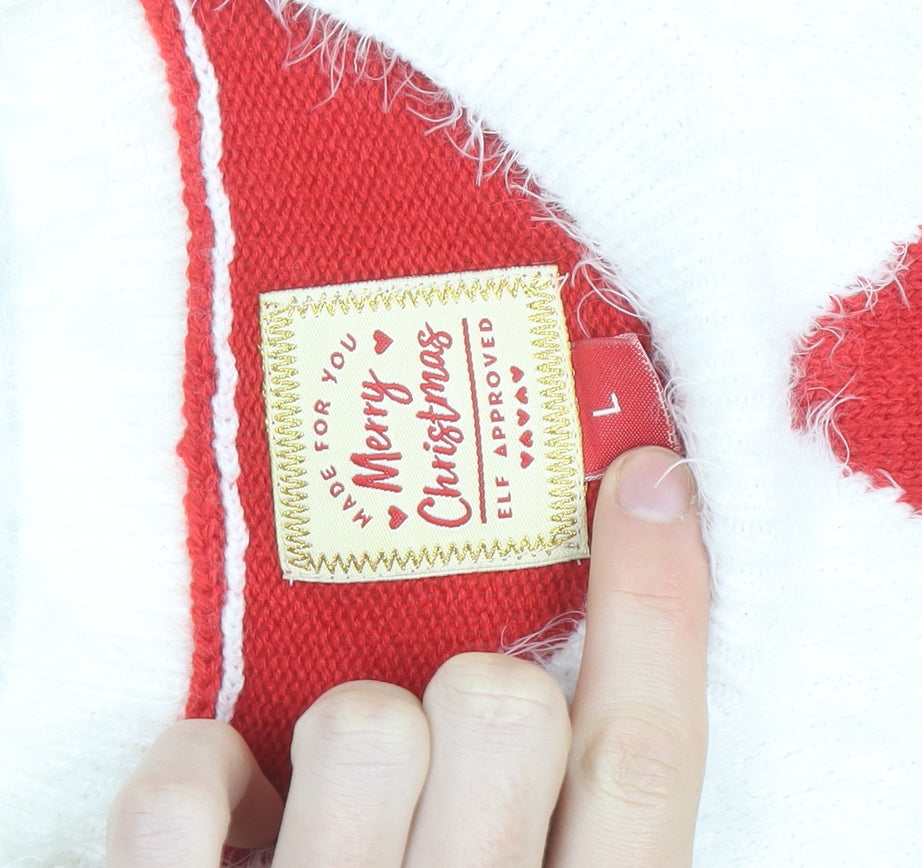 Merry Christmas Women's Red L Santa Style Pullover Jumper