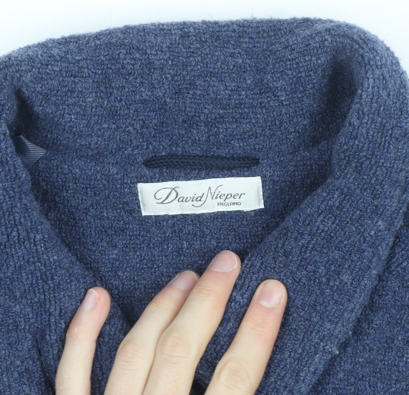 David Nieper Women Blue Wool Blend Mid-Length Overcoat UK 42