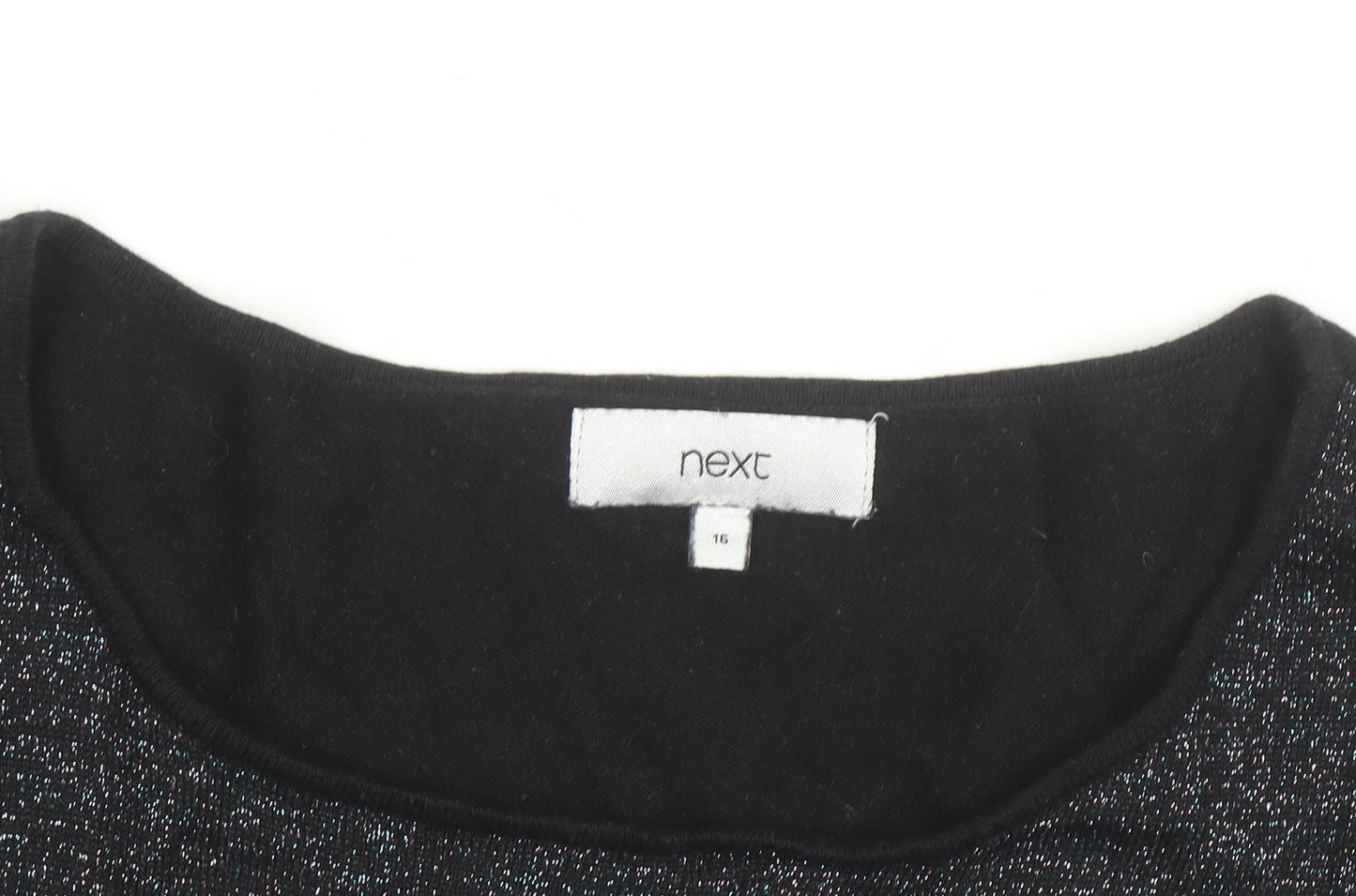 Next Women's Black Metallic Long Sleeve Pullover Jumper Size 16