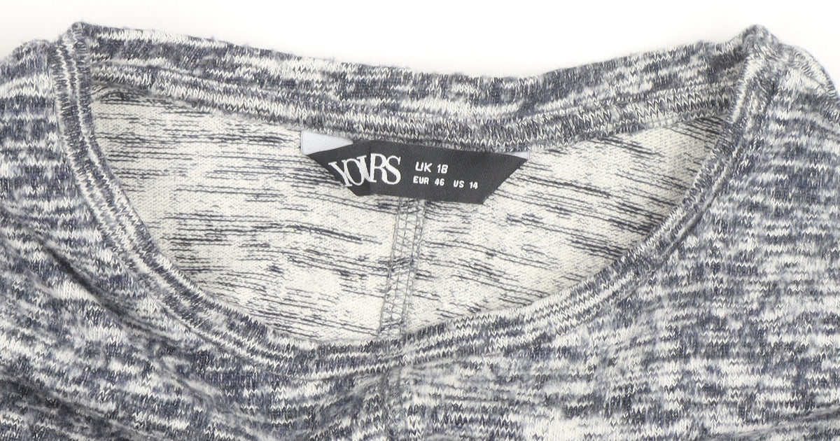 Yours Women Grey Size 18 Crew Neck Knit Cardigan