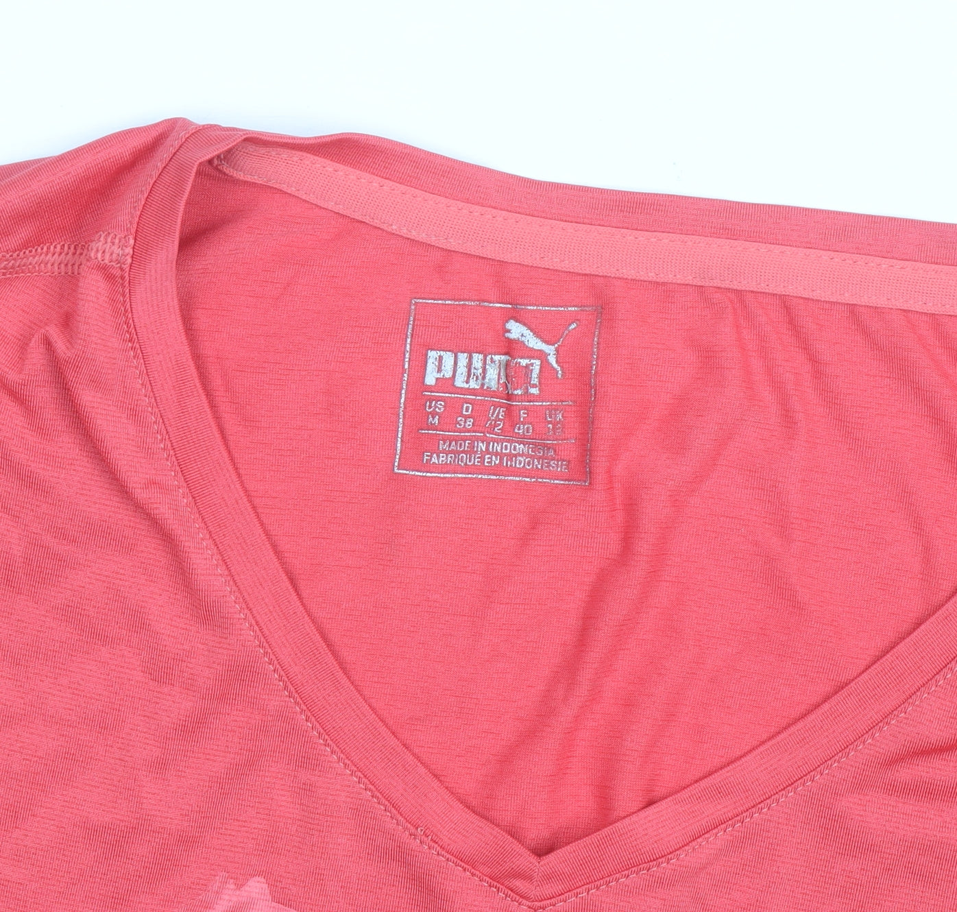Puma Women's Pink V-Neck Slim Fit Sports T-Shirt Size 12
