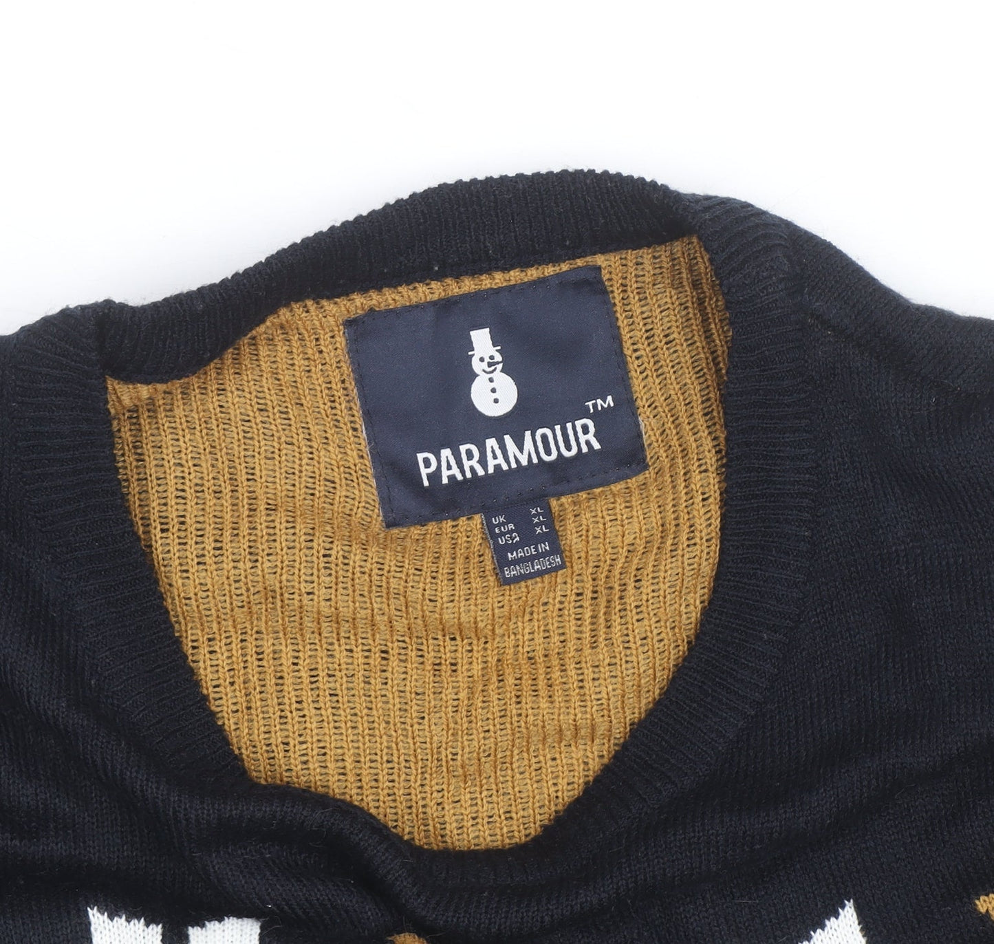 Paramour Men's Black Fair Isle Christmas Jumper XL