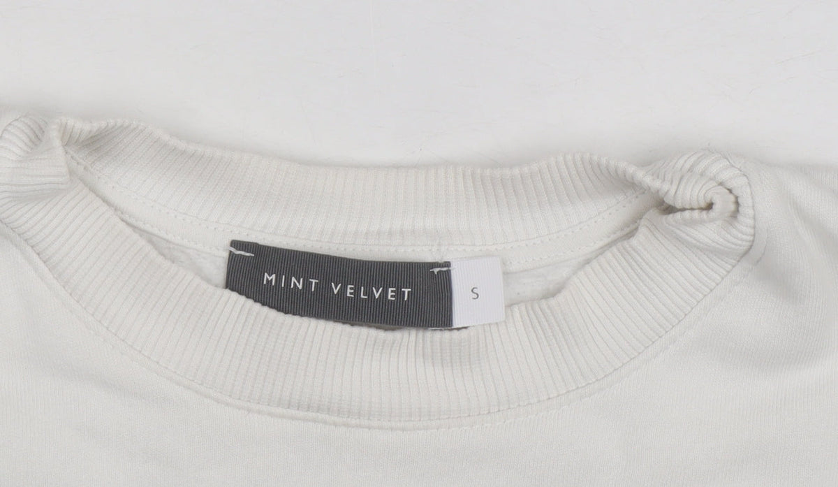 Mint Velvet Women White Crew Neck Pullover Sweatshirt Size S