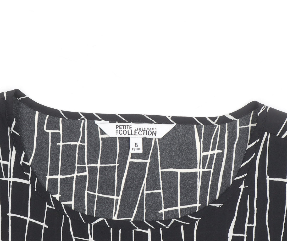 Debenhams Petite Collection Black Geometric Blouse Size 8