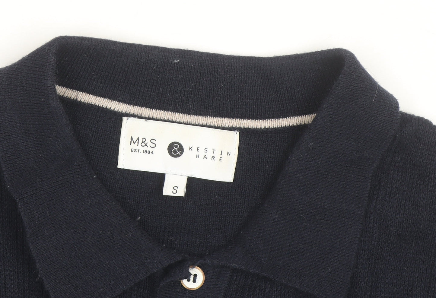 Marks and Spencer Kestin Hare Womens Navy Small Polo Shirt Cotton Knit