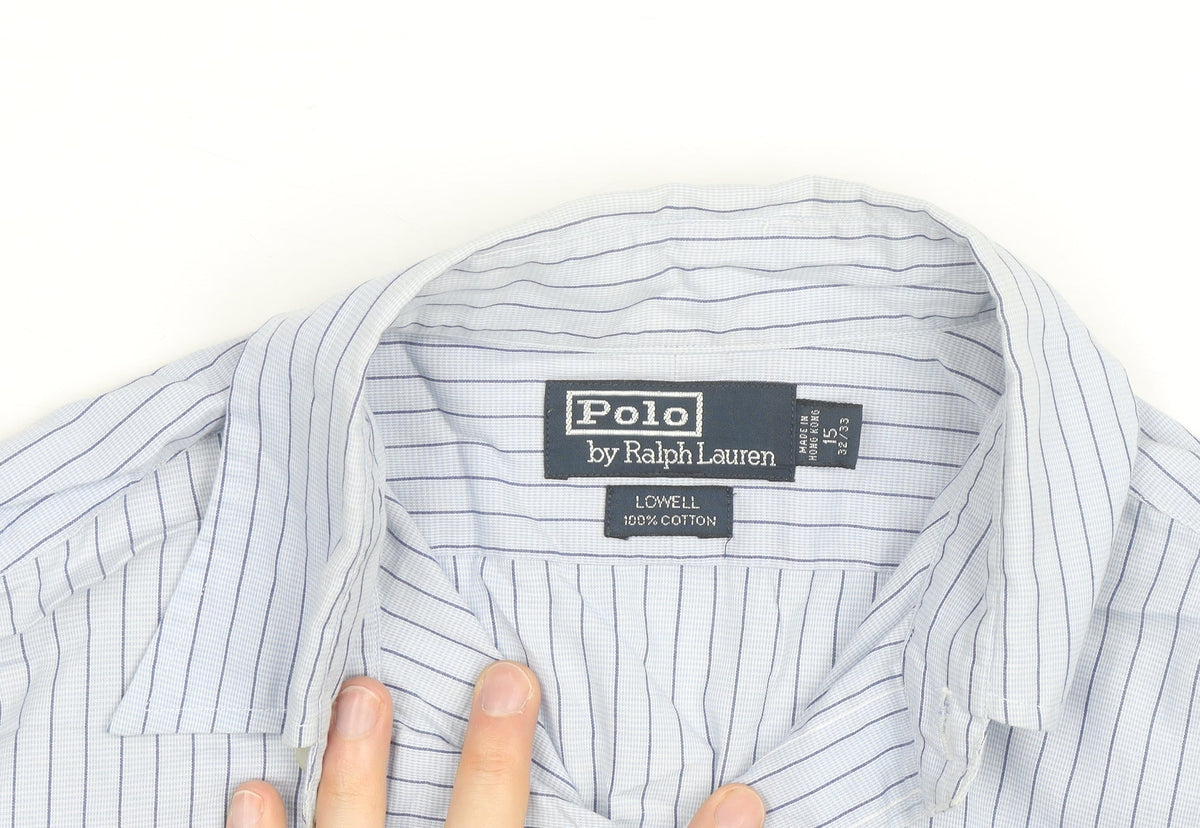 Ralph Lauren Men Blue Striped Cotton Long Sleeve Button-Up Shirt Size 15