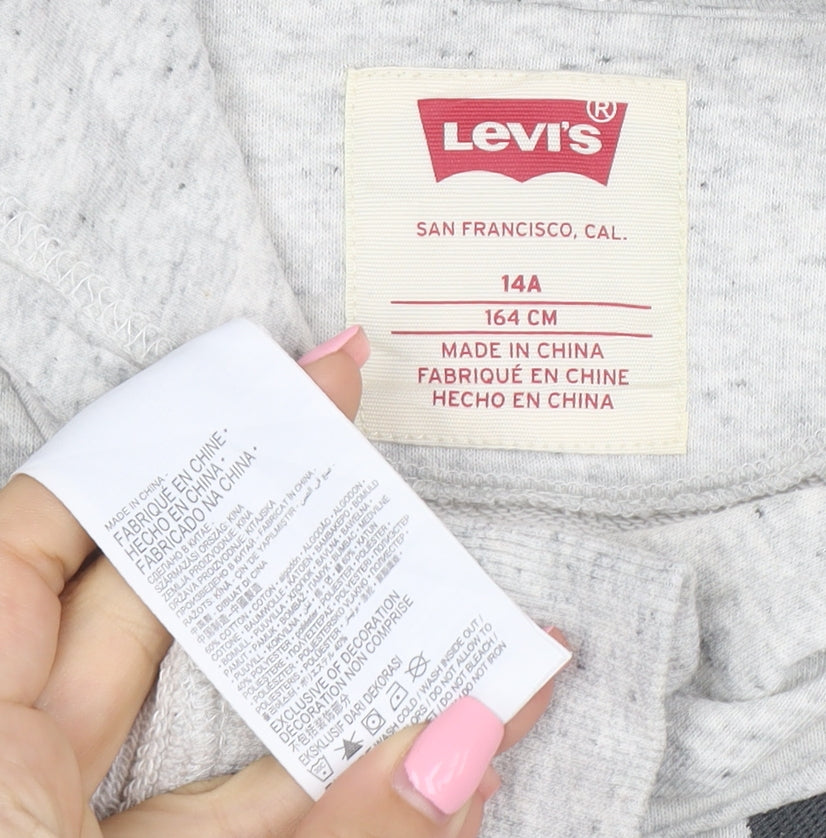 Levi's Boys Grey Logo Pullover Hoodie Size 14 Years Cotton Blend