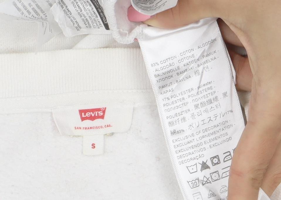 Levi's Womens White Cotton Logo Pullover Sweatshirt Size S