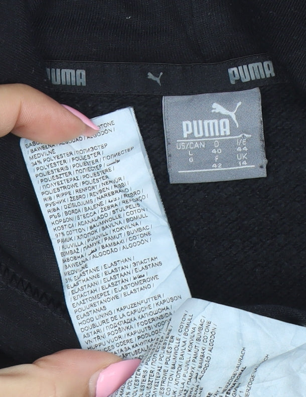 Puma Women's Black Size 14 Pullover Hoodie with Logo Print