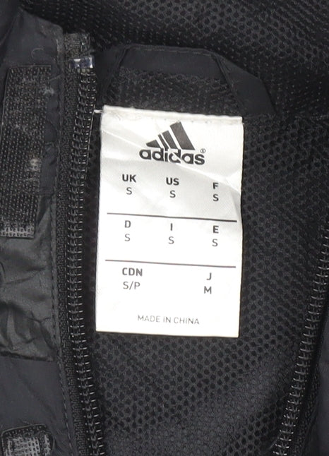 Adidas Men's Black S Hooded Windbreaker Waterproof Sports Jacket