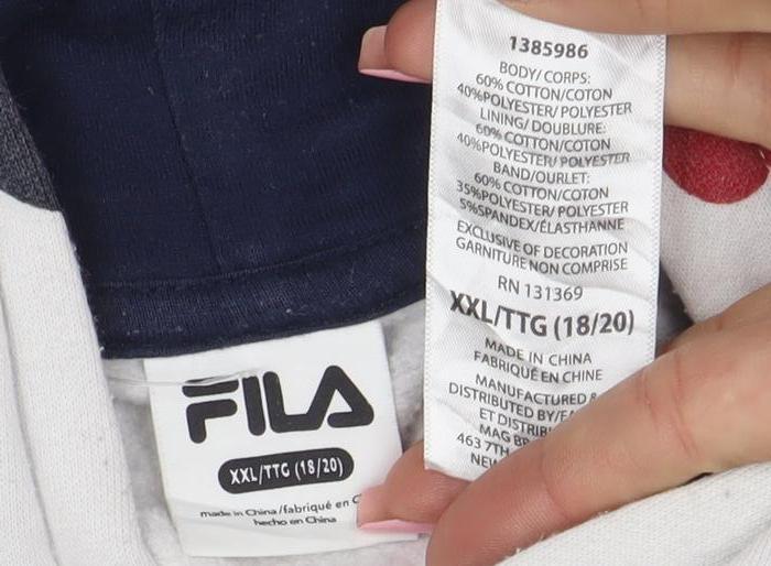 Fila Women’s White Logo Pullover Hoodie XXL Cotton Blend Casual