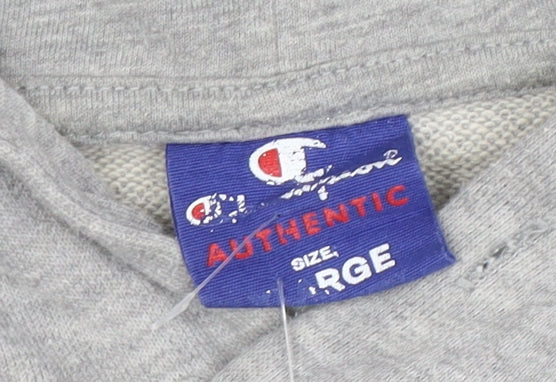 Champion Men's Grey Pullover Hoodie Large Graphic Logo Sports Style