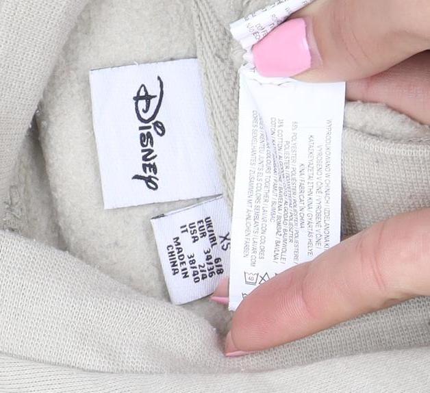 Disney Women Beige Mickey Mouse Pullover Hoodie XS