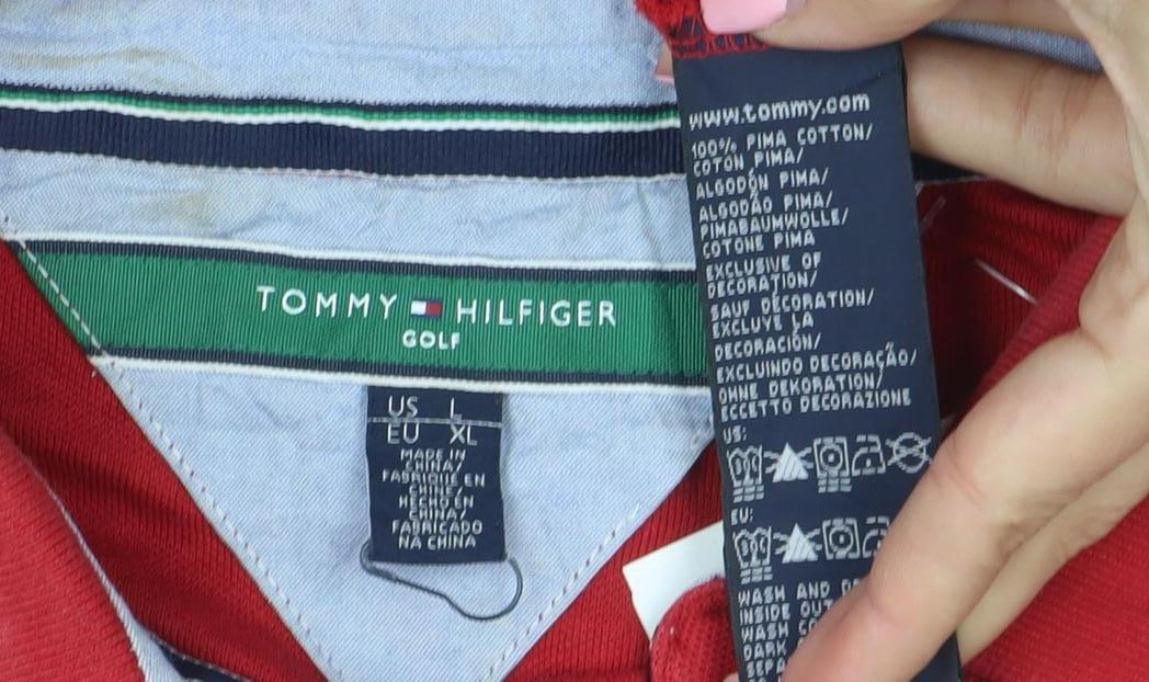 Tommy Hilfiger Golf Red Cotton Men's L Polo Shirt