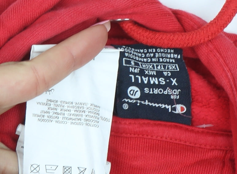 Champion Womens Red XS Hoodie Pullover Cotton Logo Athletic