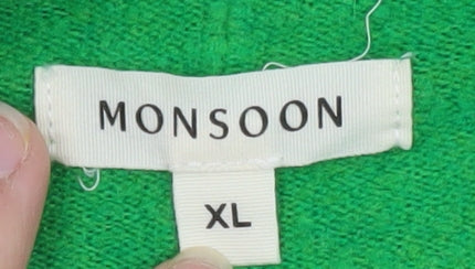 Monsoon Women's Green Mock Neck Pullover Knit Jumper XL