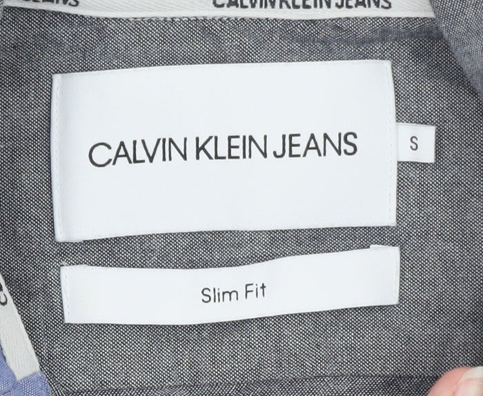 Calvin Klein Jeans Men's Grey Slim Fit Long Sleeve Button-Up Shirt S