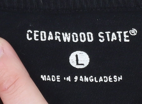 Cedarwood State Men's Black Tiger Graphic Crew Neck T-Shirt Size L