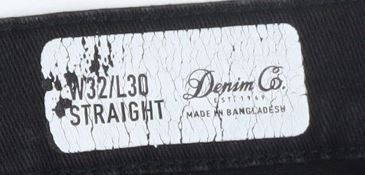 Denim Co. Men’s Black Straight Leg Jeans W32 L30 Regular Fit