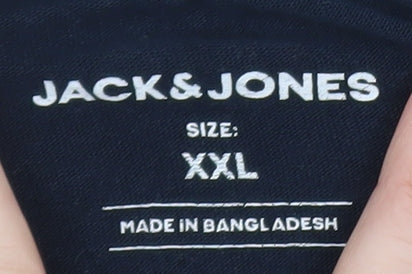 Jack & Jones Men's Blue 2XL Colourblock Crew Neck T-Shirt