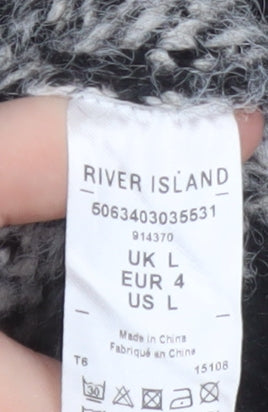 River Island Women’s Black Zebra Knit Roll Neck Pullover Jumper Size L