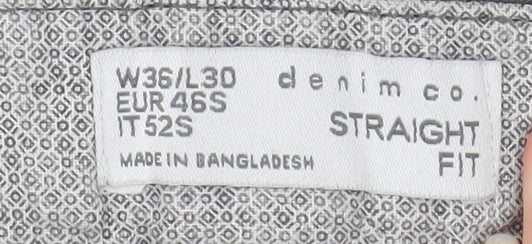 Denim Co Men's Grey Chino Straight Fit Trousers W36 L30