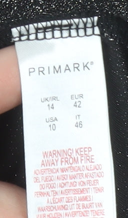 Primark Women’s Silver Glitter Shift Dress Size 14 Long Sleeve Party