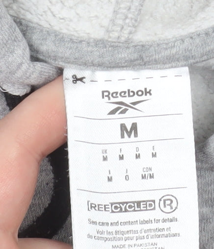 Reebok Men's Grey Pullover Hoodie Size M Sports Logo Fleece
