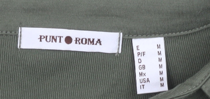 Punto Roma Women’s Green Collared Polo Top Size M Long Sleeve