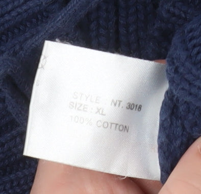 Neutral Territory Men's Blue Lace Up Knit Henley Sweatshirt XL