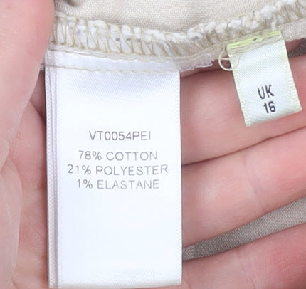 Viyella Petite Women's Beige Chino Trousers Size 16 Cotton Blend