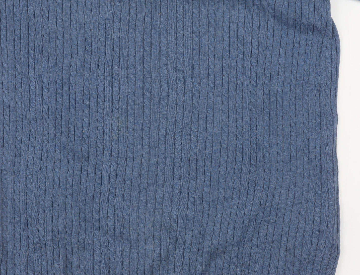 Tommy Hilfiger Mens Blue Cable-Knit Cotton Jumper Size M