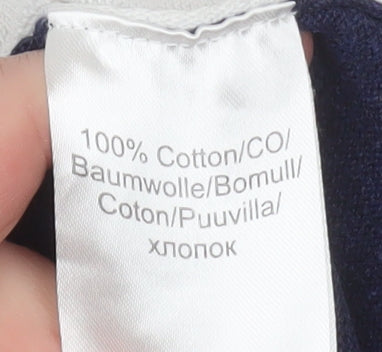Marble Women's Blue Colour Block V-Neck Cotton Jumper Size 5XL