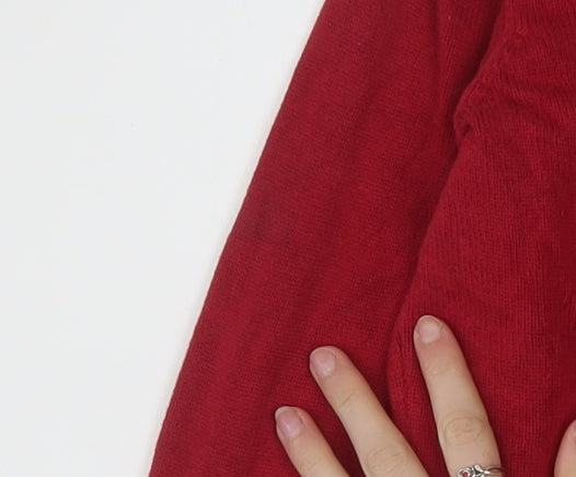 Tommy Hilfiger Mens Red Cotton V-Neck Pullover Jumper L