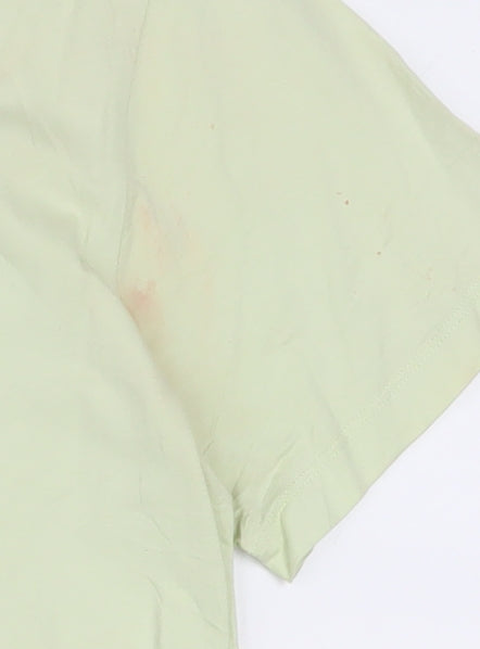 Nike Men's Light Green Cotton Short Sleeve Crew Neck T-Shirt M
