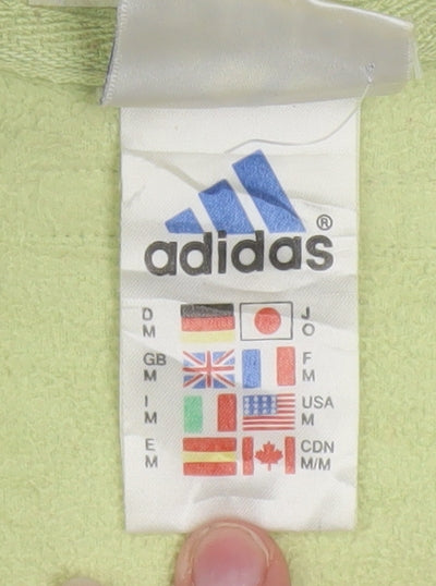 Adidas Women Green Half Zip Fleece Sweatshirt M ClimaWarm Logo Pullover