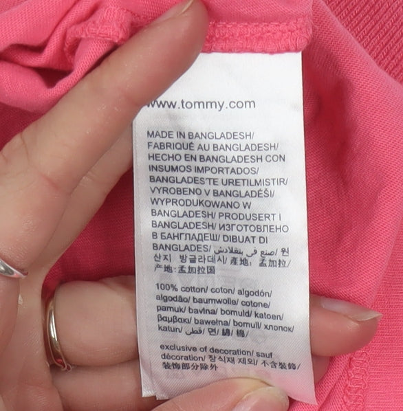 Tommy Jeans Womens Pink Cotton Crew Neck T-Shirt Size M