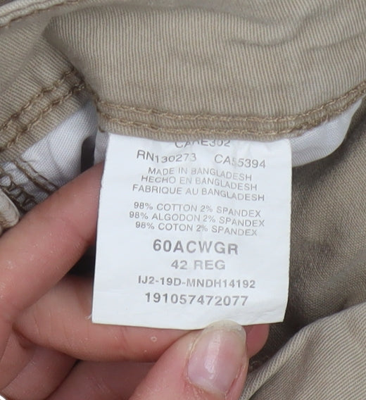 Wrangler Men Beige Cargo Shorts 42 in Regular Fit Cotton Blend