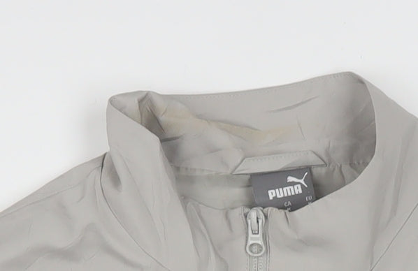 Puma Men's Grey and Black Windbreaker Jacket Size M