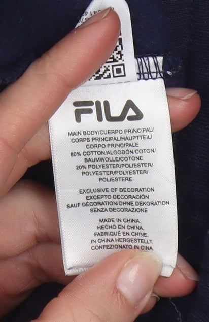 Fila Men's Navy Blue Jogger Sweatpants S Cotton Blend
