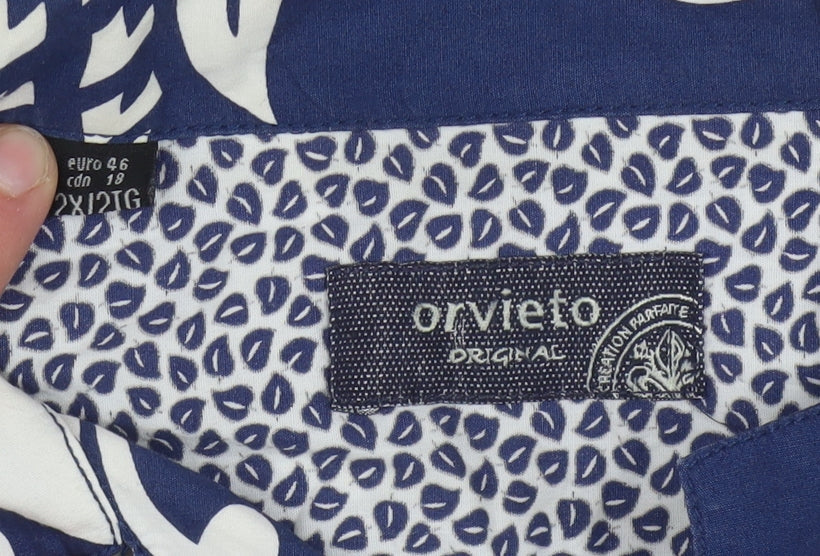 Orvieto Original Men Blue 2XL Short Sleeve Hawaiian Cotton Shirt