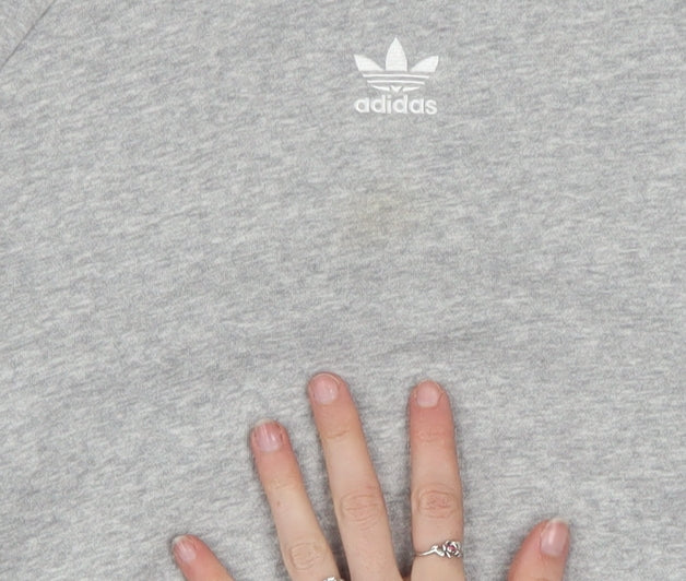 Adidas Women Grey & Lilac 3-Stripes Crew Neck Pullover Sweatshirt XS