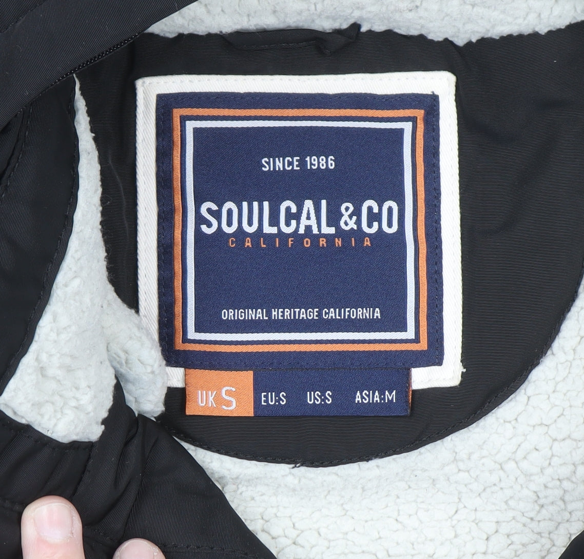 SoulCal & Co Men’s Black Puffer Hooded Jacket Size S