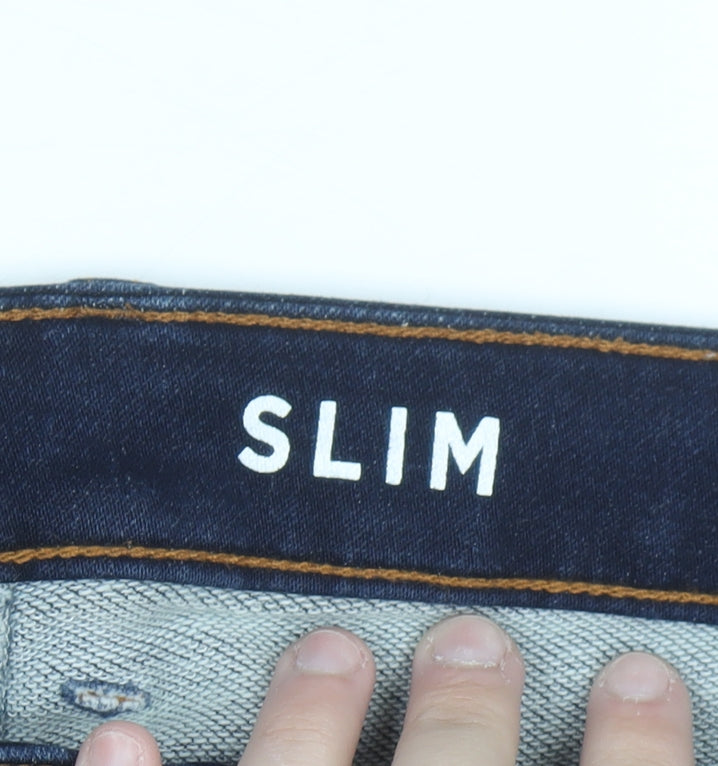 Dunnes Stores Men's Blue Slim Straight Jeans 32W 30L Dark Wash Denim